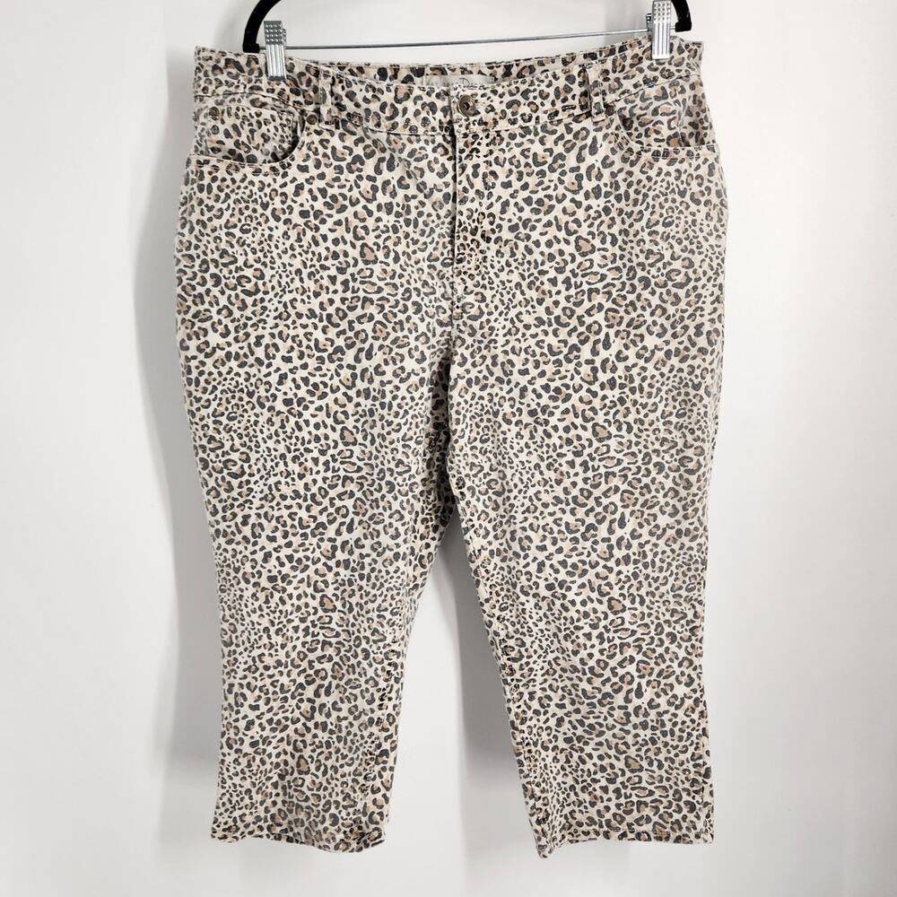 C Est 1946 Animal Leopard Print Cropped Pants Womens Plus Size 22 W